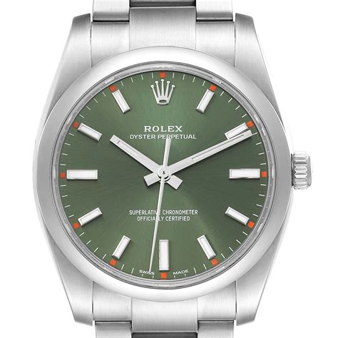 rolex oyster perpetual 34mm olive green dial|rolex oyster perpetual chronometer price.